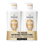 Pantene 2-in-1 Shampoo & Conditioner, Classic Clean - Pro-V Nutrients for Dry, Color-Treated Hair, Healthy Looking Hair Every Wash, Antioxidant-Rich, 27.7 Oz Each, 2-Pack + Rescue Shot (0.5 Oz)
