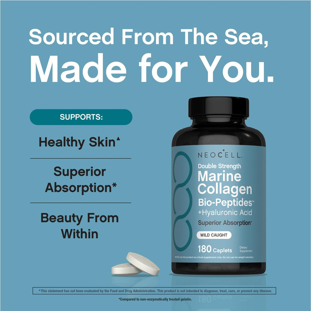 NeoCell Marine Collagen Peptides Supplement | 180 Caplets