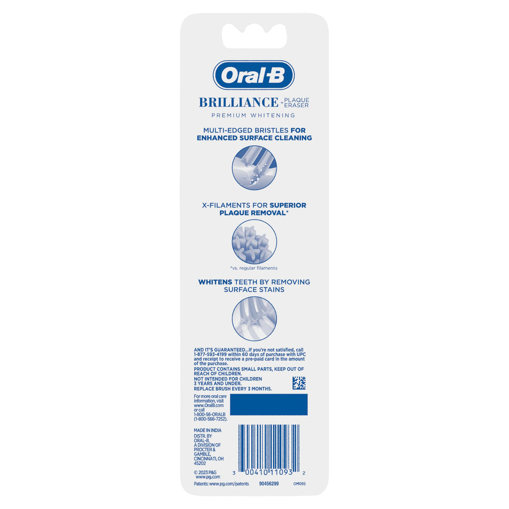 Buy now Oral-B Brilliance Premium Whitening Toothbrush with Plaque Eraser, Medium, Sky Blue and Gray, 2 Count at indiglob india