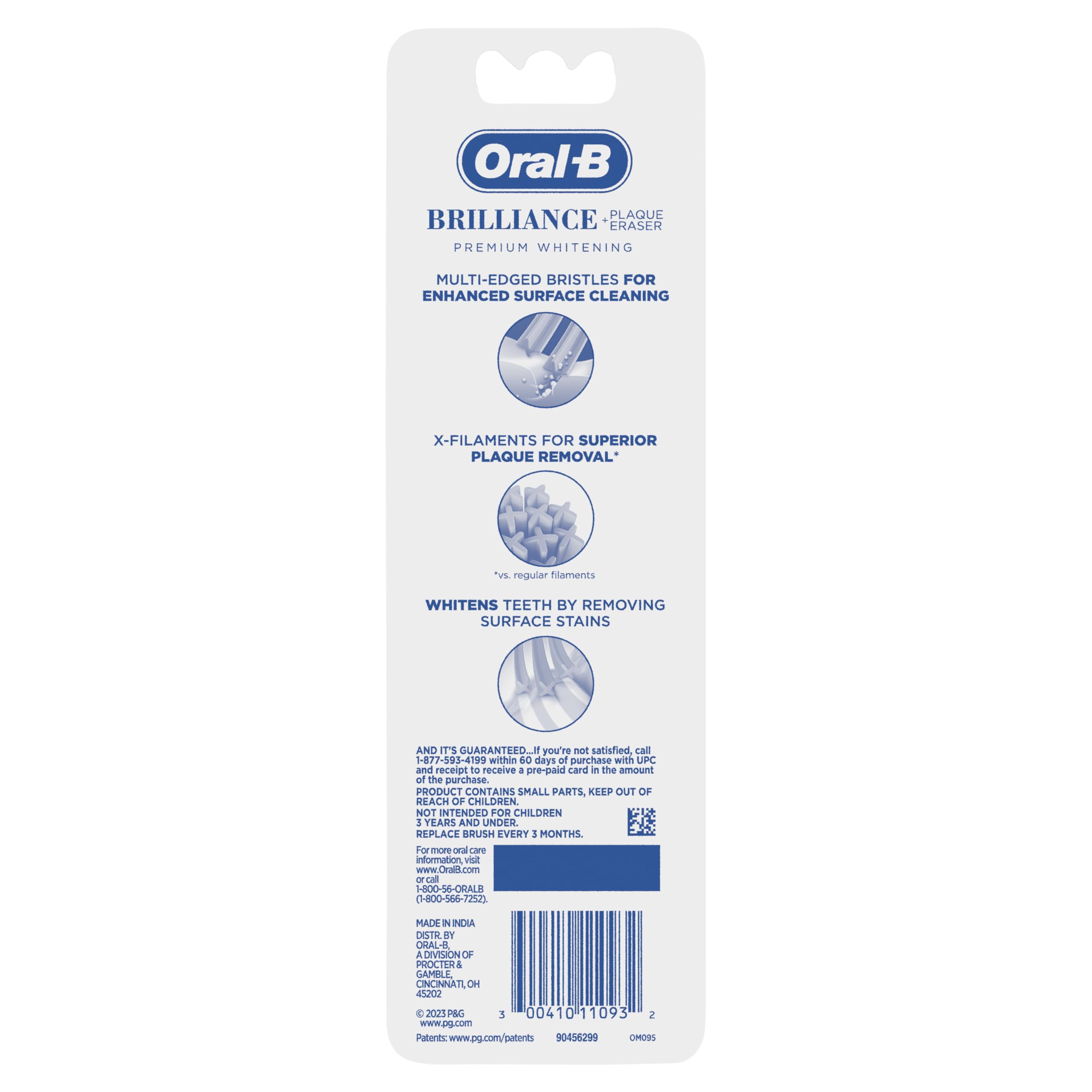 Buy now Oral-B Brilliance Premium Whitening Toothbrush with Plaque Eraser, Medium, Sky Blue and Gray, 2 Count at indiglob india