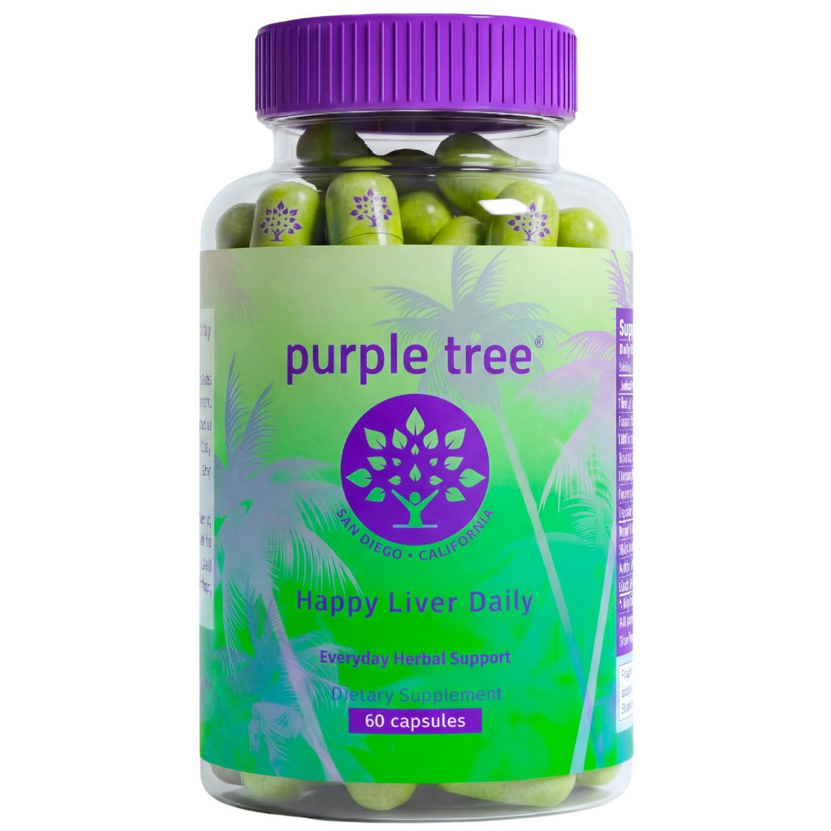 purple tree Happy Liver Daily | Milk Thistle + Glutathione Liver Supplement | 60 Caps