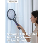 Electric Fly Swatter with Extendable Handle & Rotating Head, 3000V Rechargeable Bug Zapper Racket, 1200mAh Long Lasting, Reach Every Corner, Indoor Outdoor Mosquito Swatter