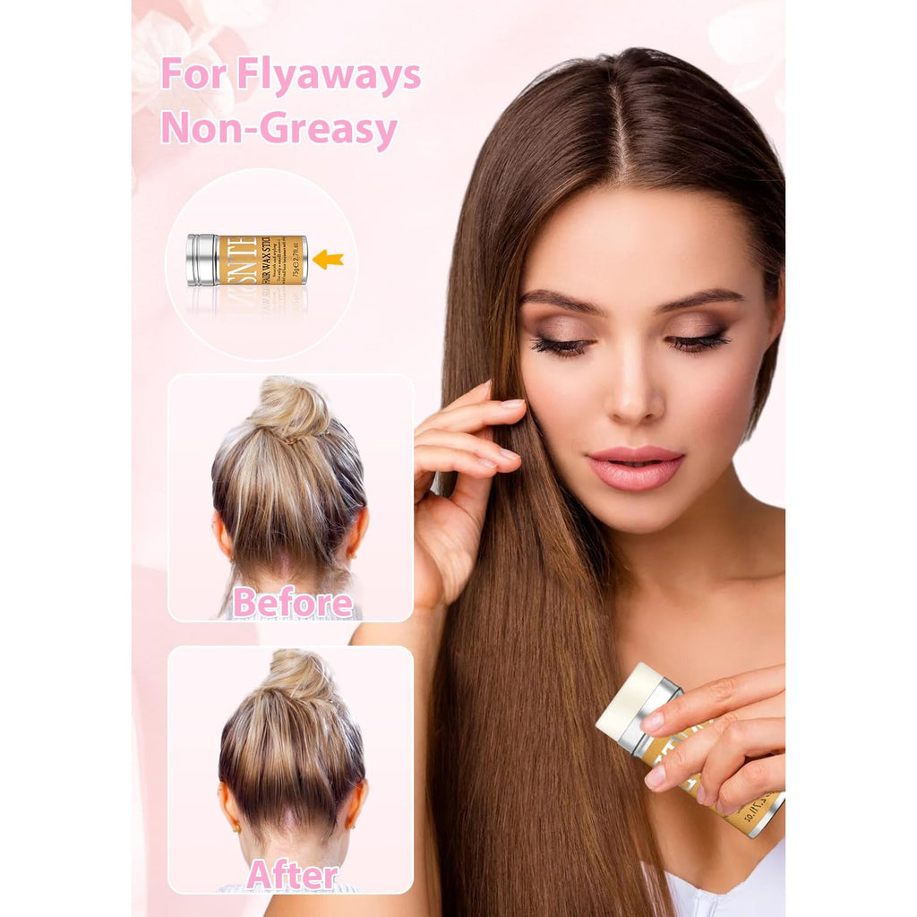 Hair Wax Stick & Slick Back Hair Brush – Frizz Control for Women & Kids, Non-Greasy & No Residue – Smooths Flyaways, Creates Sleek Ponytails & Buns – Styling Accessories & Teen Girl Gifts Trendy Stuff