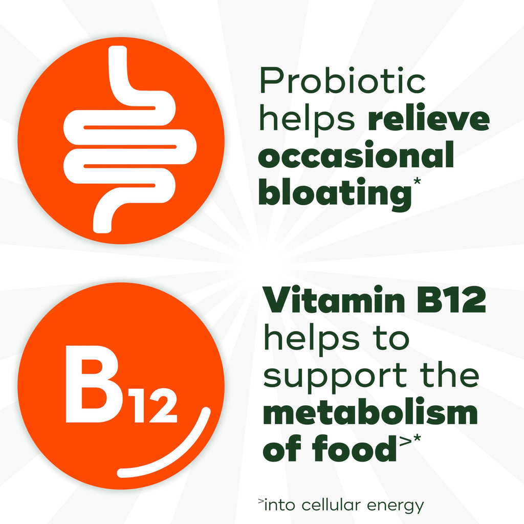 Align Probiotic, Bloating Relief + Food Digestion, Probiotics for Women and Men, Probiotic Helps Soothe Occasional Bloating*, with Vitamin B12 to Help Break Down Food into Cellular Energy*,60 Gummies