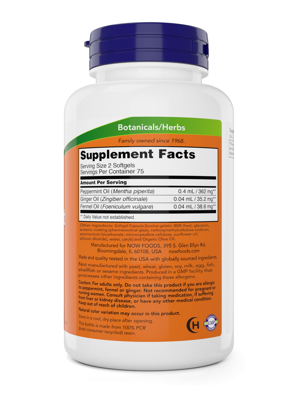 Buy now Now Peppermint Gels with Ginger Oil and Fennel Oil, 150 Softgels, Enteric Coated at indiglob india