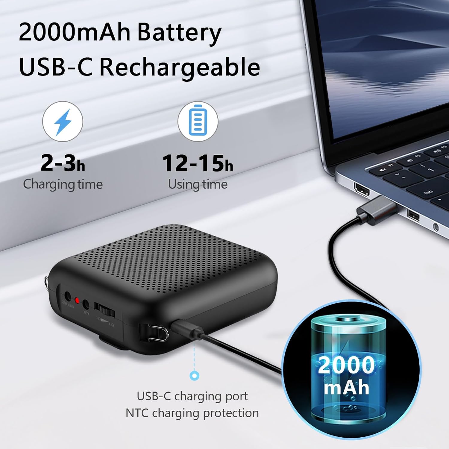 Buy now Norwii Bluetooth Voice Amplifier, Power Amplifiers, Portable Mini Wired Microphone Headset for Teacher Classroom & Outdoor Lectures, Teaching, Tour Guides, USB-C Rechargeable - 2000mAh, Black at indiglob india