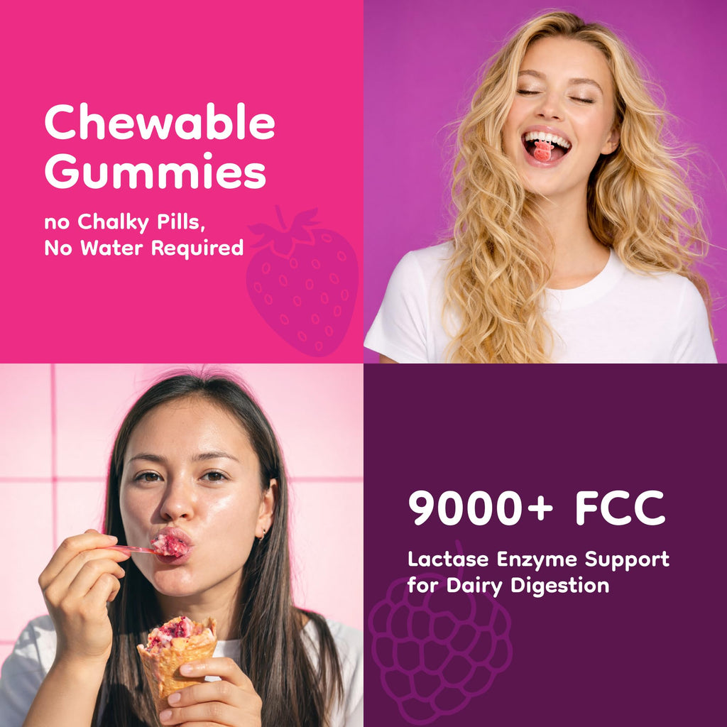 Lactase Enzyme Gummies for Lactose Intolerance, Kids & Adults