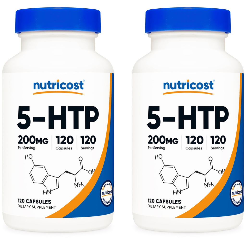 Nutricost 5-HTP 200mg, 120 Vegetarian Capsules (5-Hydroxytryptophan) | GMO-Free and Gluten Free