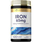 Carlyle Iron Ferrous Sulfate 325mg, 65 mg | 400 Tablets | Non-GMO, Gluten Free, and Vegetarian Supplement | High Potency