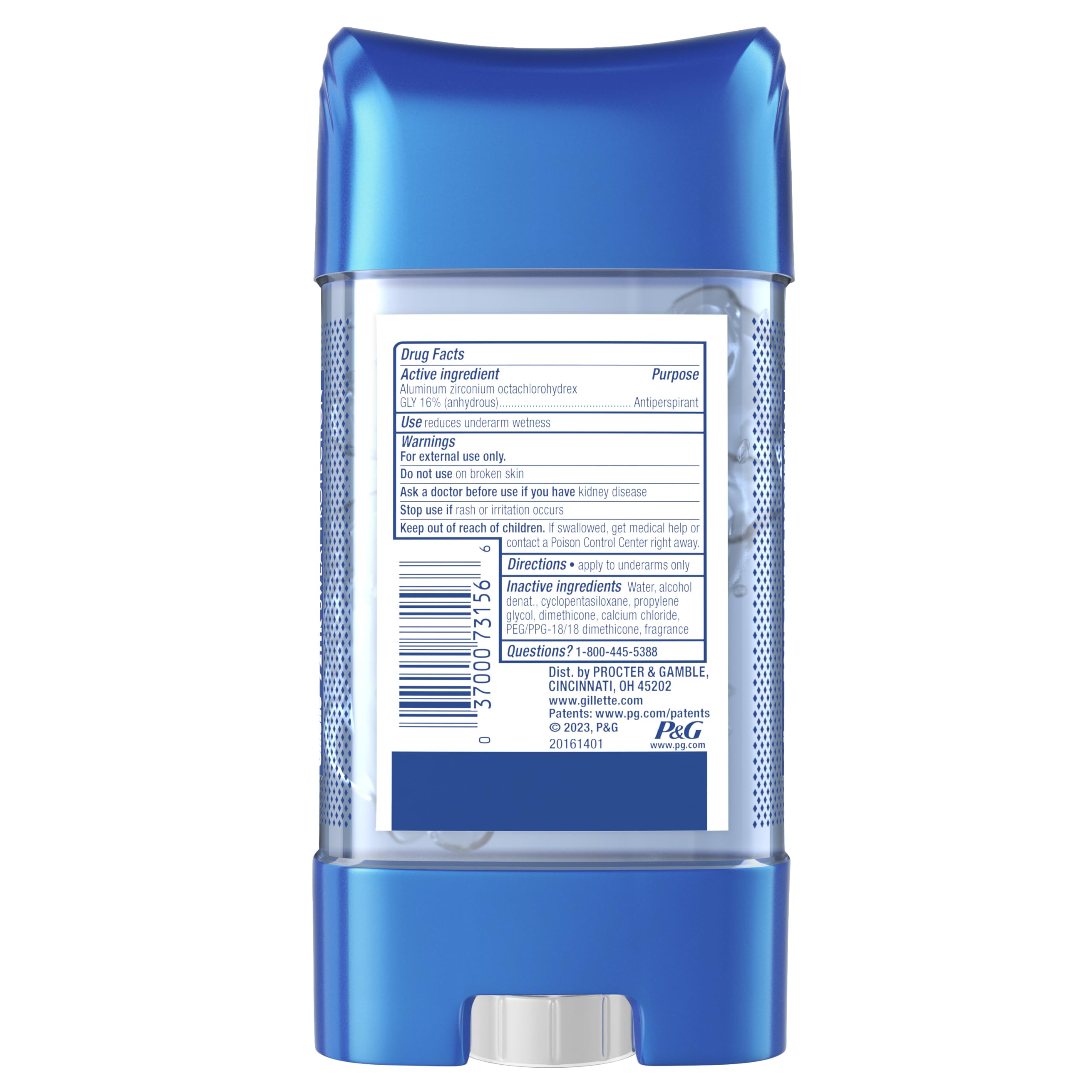 Buy now Gillette Antiperspirant and Deodorant for Men, 72hr Sweat & Odor Protection, Long Lasting Freshness, Anti-White Mark Technology, Clear Gel, Wild Rain Scent, 3.8 oz at indiglob india