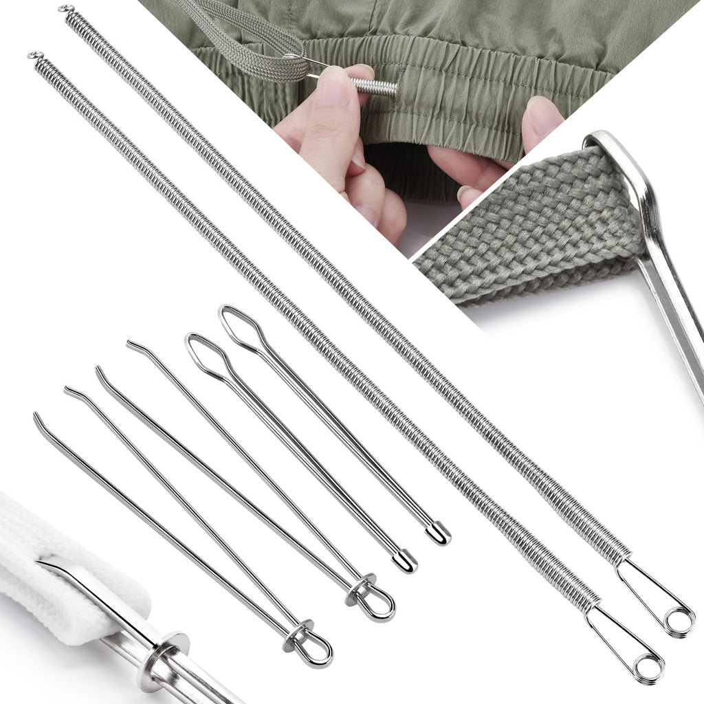 6 Pcs Drawstring Threader Tool, Spring Drawstring Tool, Clips Draw String Threader Tool for Hoodie String Threader Pants Shorts Shoes Sweatpants Bag UonBexj
