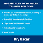 Taurine Supplement for Dogs Meets RDA of 500 mg per 25lbs Weight Unlike Most Alternatives, 120ct, Helps Maintain Dog Heart Health, Normal Function of the Cardiac Muscle & Normal Blood Flow