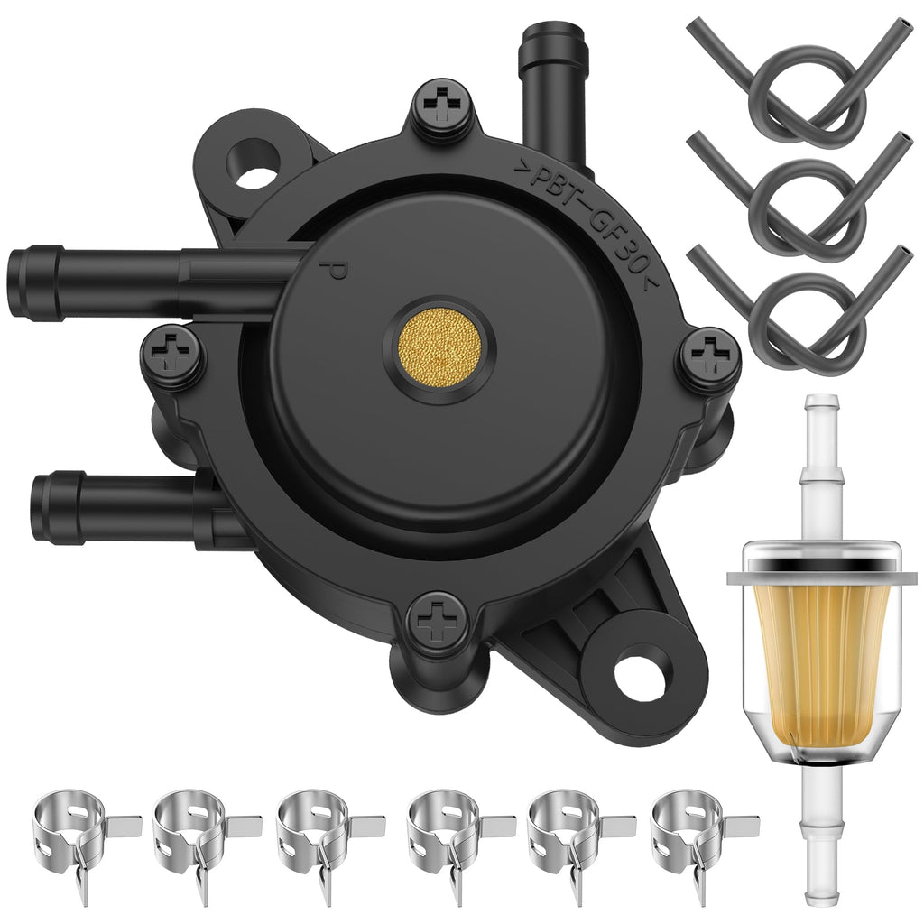 Fuel Pump Compatible with Kohler Briggs and Stratton Mikuni Cub Cadet John Deere 808492 808656 for Lawn Mower Golf Cart Club Car Fits Kawasaki Yamaha Ezgo Honda Husqvarna Toro with Filter and Oil Hose