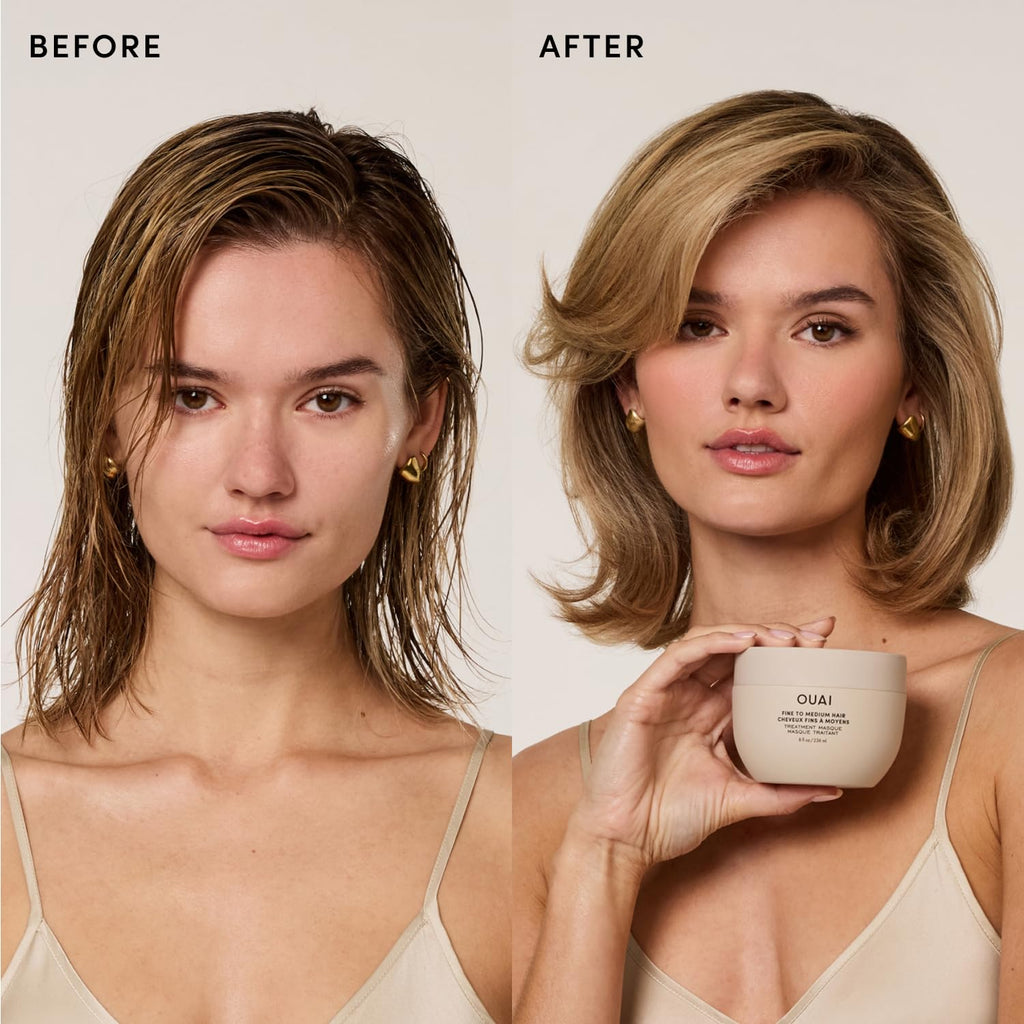 OUAI Fine to Medium Hair Treatment Mask- Deep Conditioning Hair Mask (8 oz) | Lightweight Deep Conditioning Hair Mask with Shea Butter, Keratin & Panthenol - Helps Hydrate, Strengthen & Repair Damage