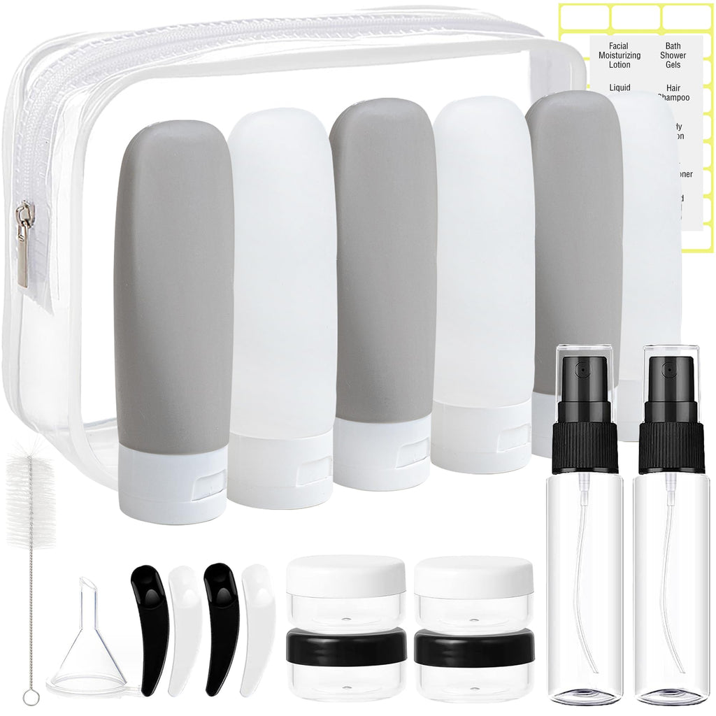 DEWSENSI 20 Pack Travel Bottles Set for Toiletries | TSA Approved, Leak Proof, Plastic Travel Size Containers, Refillable Accessories for Shampoo Conditioner Lotion Liquids