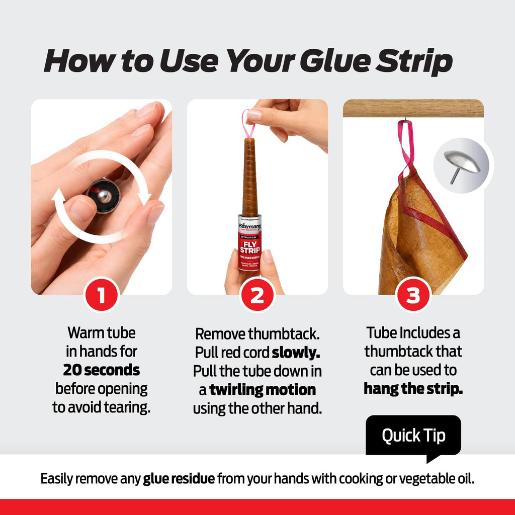 Fly Strips for Gnats, Fruit Flies & House Flies – Extra Sticky Fly Paper – Indoor Sticky Hanging Fly Tape for Home & Kitchen – Non-Toxic Fly Ribbon Rolls with Pins – 12 Pack