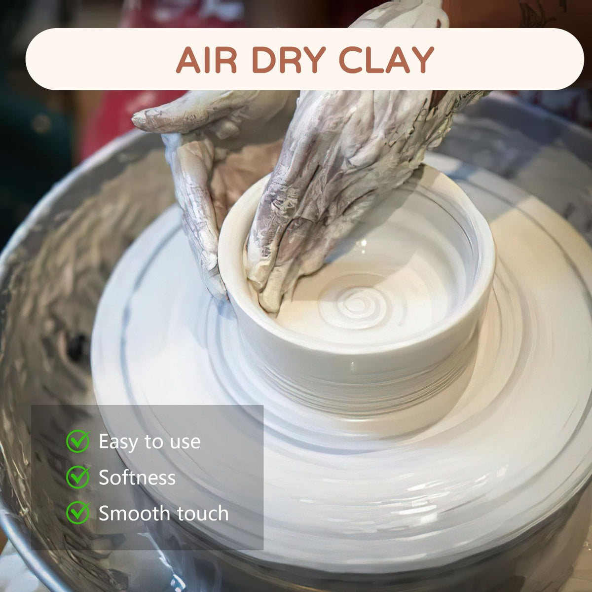 VIBRATITE 10LB Air Dry Clay with 40PCS Pottery Tools, White Modeling Clay