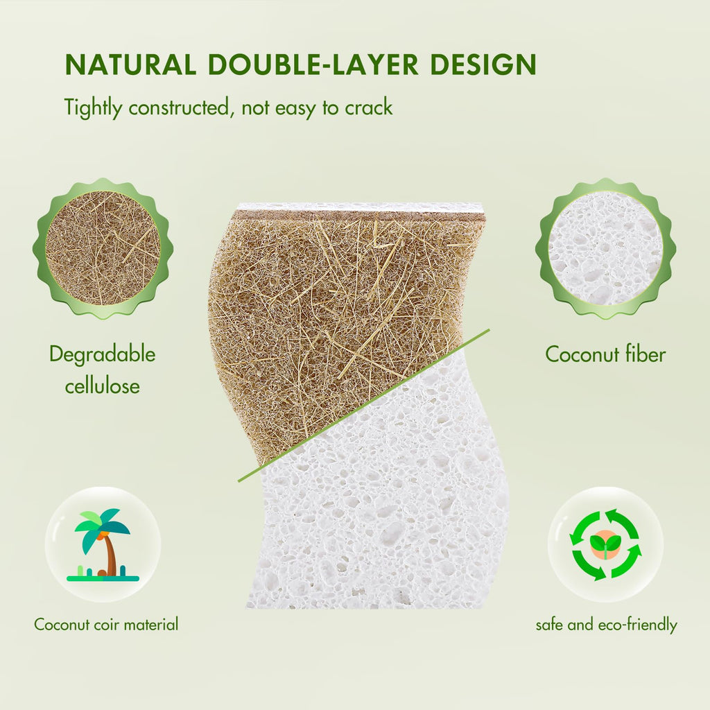 SetSail Natural Kitchen Sponges, 12 Pack Biodegradable Dish Sponges