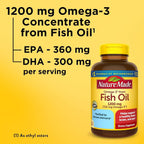 Buy now Nature Made Fish Oil Omega 3 Supplements, Omega 3 Fish Oil as Ethyl Esters 1200 mg Softgels, EPA DHA Supplement for Healthy Heart, Brain, Eye Support, One Per Day, 100 Softgels at indiglob india