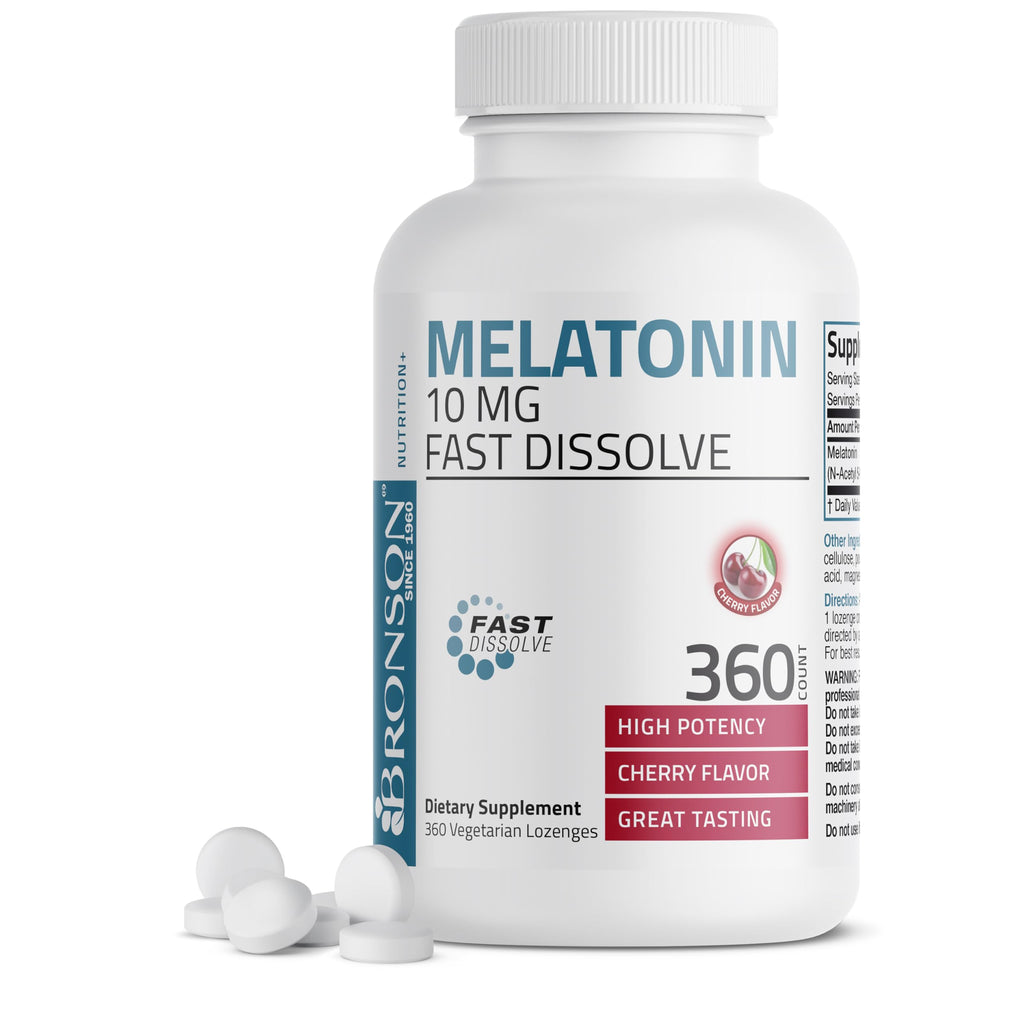 Bronson Melatonin 10 mg Sleep Support, Fast Dissolve Cherry, 100 Tablets | Helps You Fall Asleep Faster, Stay Asleep Longer & Wake Refreshed, Relaxation Support, Vegetarian Formula