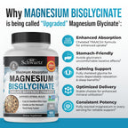 Magnesium Bisglycinate 100% Chelate No-Laxative Effect - 90ct | Max Absorption Magnesium Glycinate Capsules, Healthy Energy Muscle Bone & Joint Support - Non-GMO Project Verified