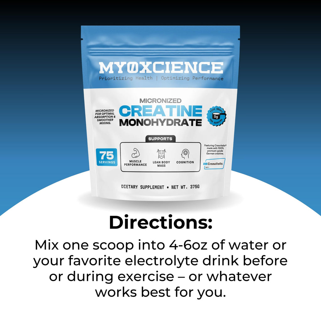 MYOXCIENCE Micronized Creavitalis Creatine | The World’s Purest Micronized Form of Creatine Monohydrate | Supports Muscle Performance, Lean Body Mass, & Cognition | 75 Servings