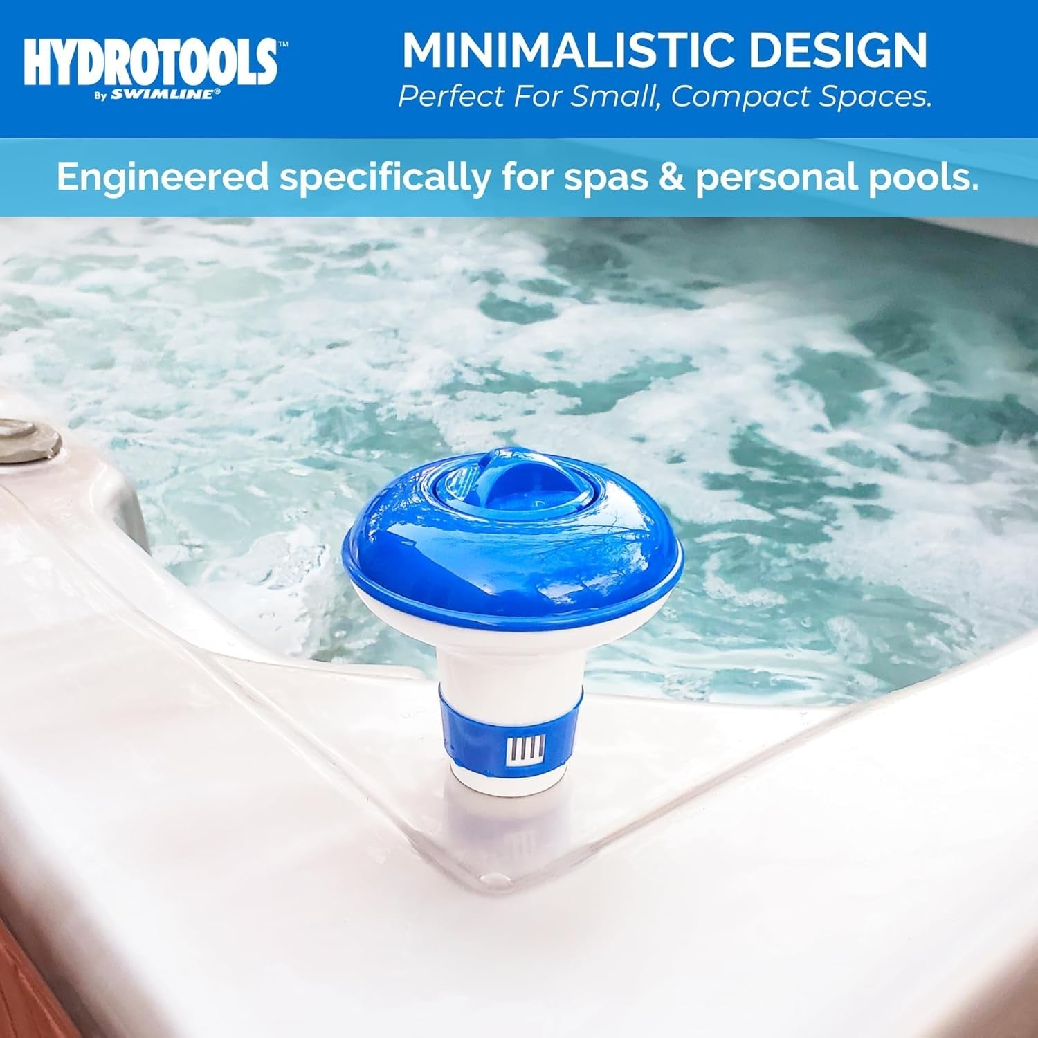 Buy now HYDROTOOLS BY SWIMLINE 8715 Mini Chemical Dispenser For Spas and Personal Pools| Compatible With Bromine & Chlorine Supports 1’’ Tablets | Adjustable Control Ring For Customizable Flow Rate at indiglob india