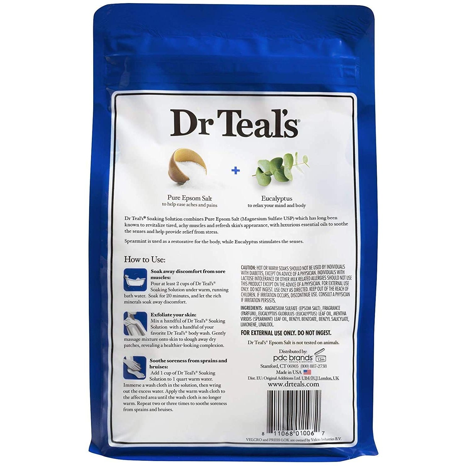 Buy now Dr Teal's Epsom Salt Bath Soaking Solution, Eucalyptus and Lavender, 2 Count, 3lb Bags - 6lbs Total at indiglob india