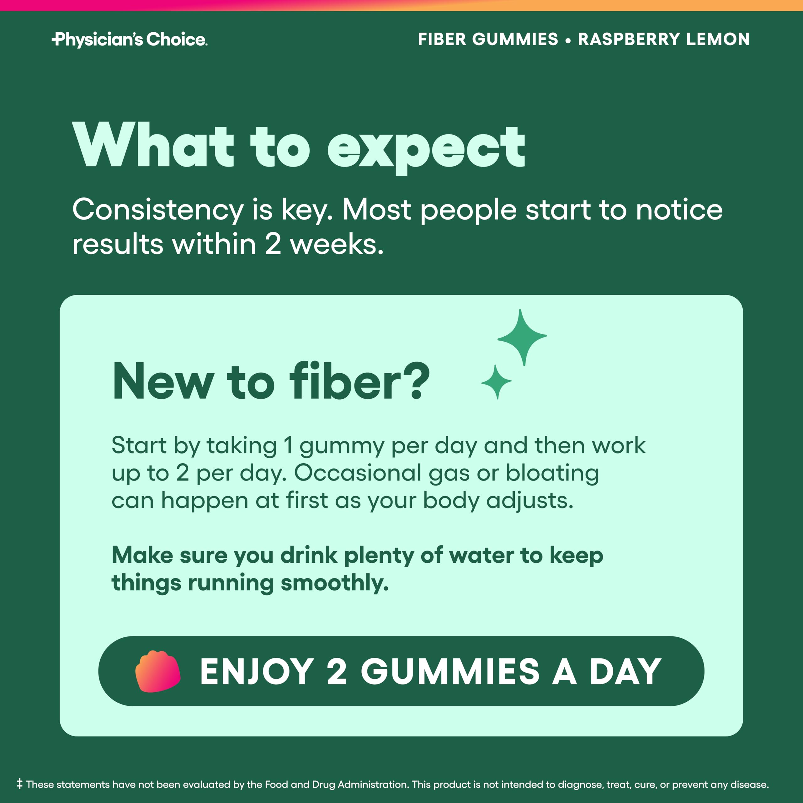Physician's CHOICE Fiber Gummies for GLP-1 Support - No Sugar Added & Vegan - Raspberry Lemon - Natural Chicory Root Prebiotic Fiber Gummy - Digestive Health & Regularity for Women & Men - 60CT