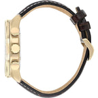 Buy now Citizen Men's Eco-Drive Weekender Brycen Chronograph Watch in Gold-tone Stainless Steel, Brown Leather strap (Model: BL5403-03X) at indiglob india