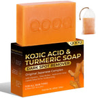 QOOQ Turmeric Kojic Acid Soap for Dark Spot Remover - Facial Cleansing Bar | Vitamin C, Retinol, Collagen, Vitamin E, Glycerin,Shea Butter & Castile Olive Oil – Soap for Women and Men Gifts(120g x 2)
