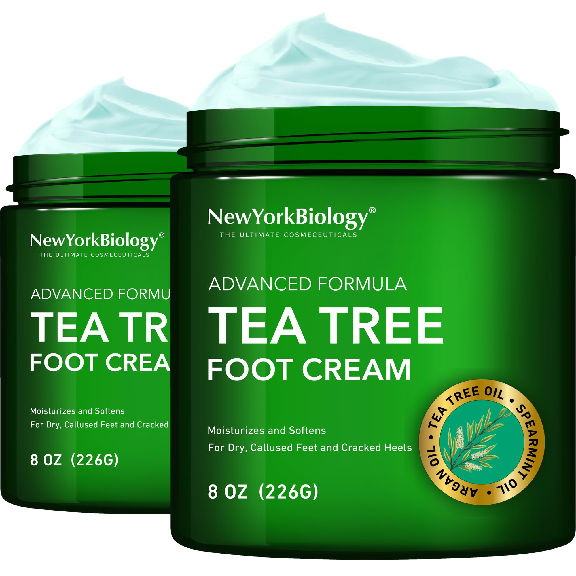 New York Biology Tea Tree Oil Foot Cream for Dry Feet and Rough Heels - Moisturizing Foot Cream - 8 oz