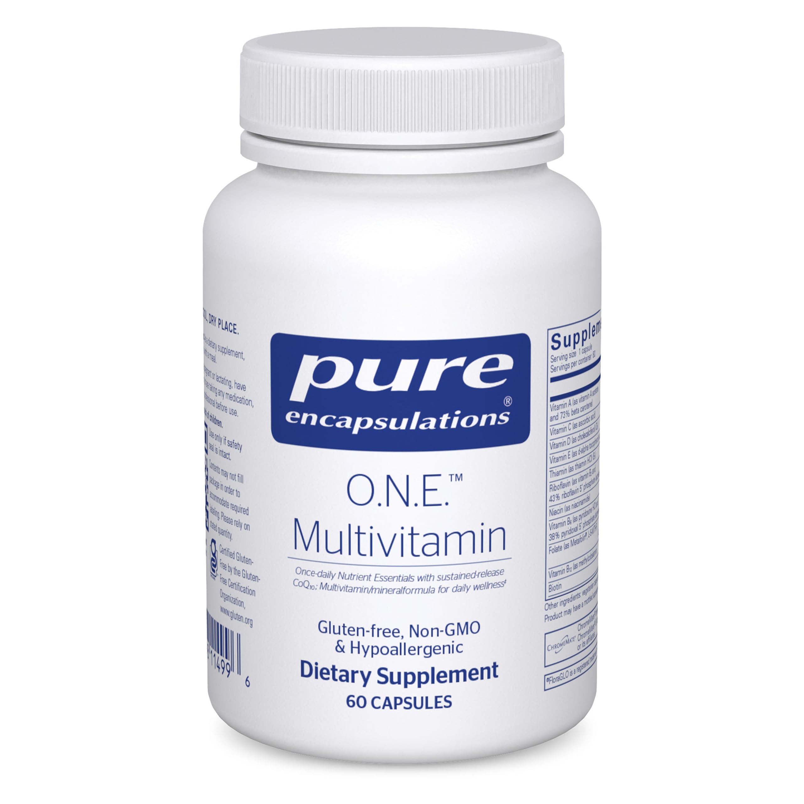 Pure Encapsulations O.N.E. Multivitamin, 60 Capsules | Once Daily Multivitamin with Antioxidant Complex Metafolin, CoQ10, and Lutein to Support Vision, Cognitive Function*