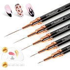 Beetles Gel Polish Nail Art Liner Brushes 5Pcs Painting Art Design Pen Set | Diamond Application Rhinestone Handle Dotting Drawing Sizes 5 7 9 11 20mm Nail Design Gift for Women