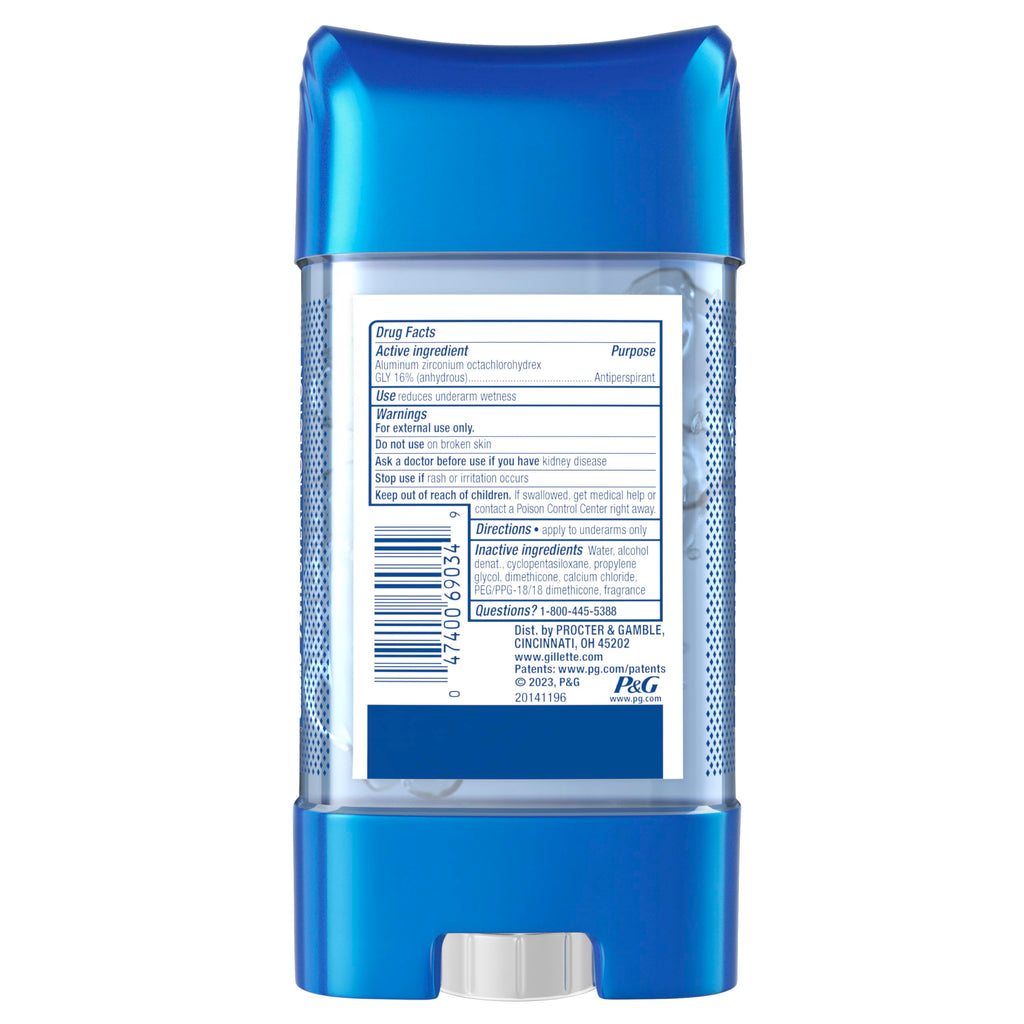Buy now Gillette Antiperspirant and Deodorant for Men, 72hr Sweat & Odor Protection, Long Lasting Freshness, Anti-White Mark Technology, Clear Gel, Tropical Breeze Scent, 3.8 oz (Pack of 3) at indiglob india