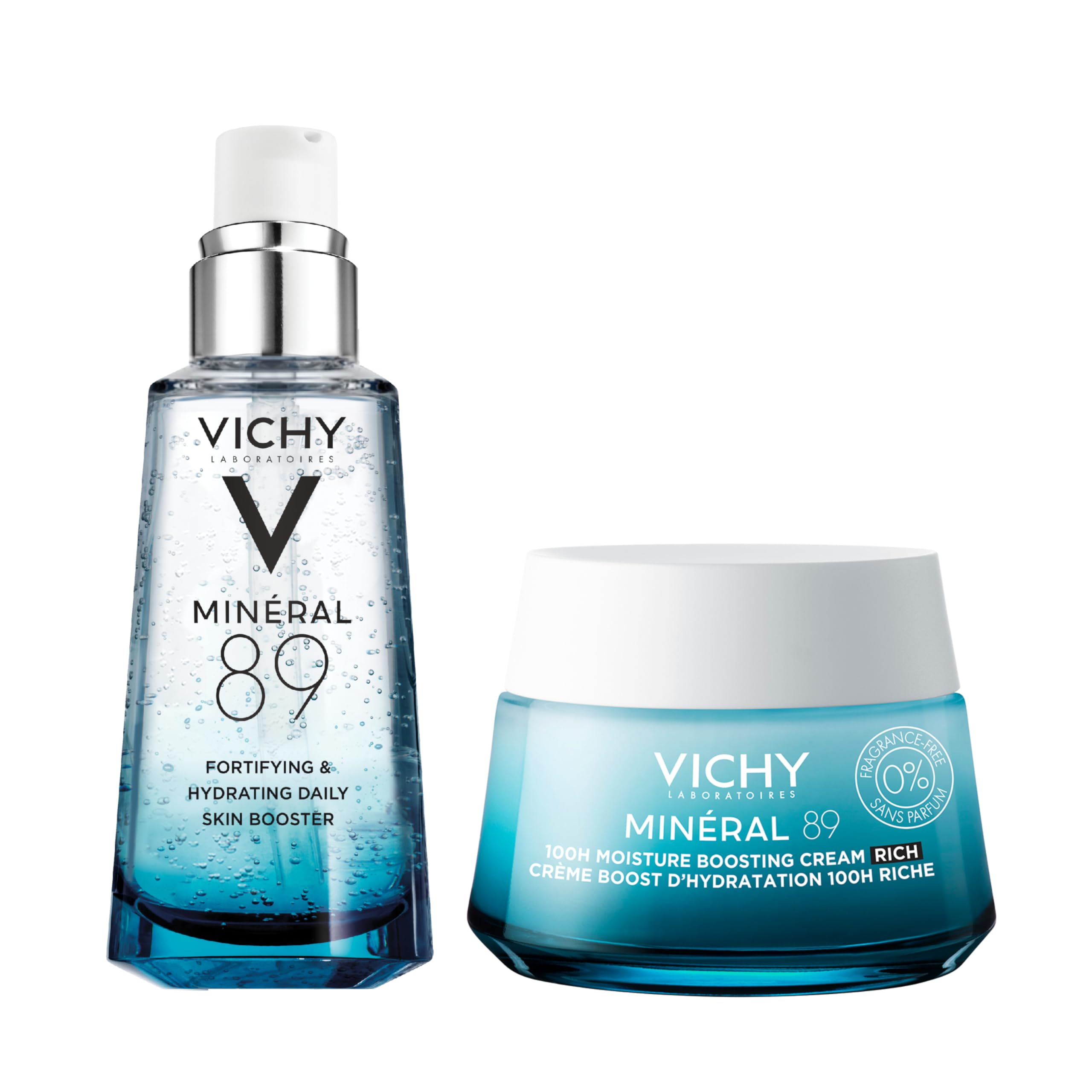 Vichy Mineral 89 Booster, Pure Hyaluronic Acid Serum for Face with Polyglutamic Acid for Skin Barrier Repair, Plumps & Hydrates, Lightweight Hydrating Serum, Oil-Free, Non-Sticky