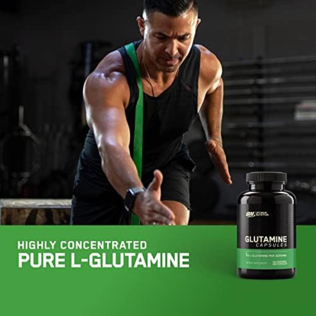 Buy now Optimum Nutrition L-Glutamine Muscle Recovery Capsules, 1000mg, 240 Count (Package May Vary) at indiglob india