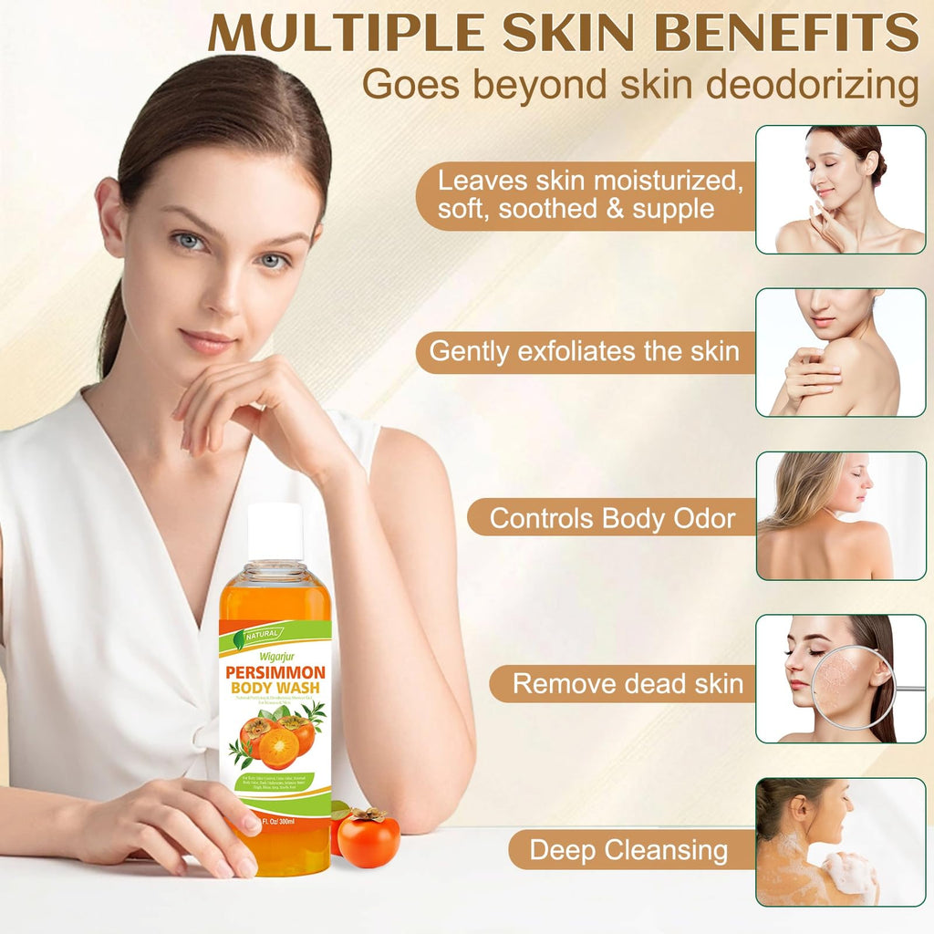 Persimmon Body Wash for Body Odor Control, Age-Related Odor Cleanser