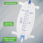 Buy now Easy-Tap Leg Bag Urinary Drainage Bag, 1000ml, Anti-Reflux Valve, Cloth Straps, Easy Flip Drain (Pack of 3) at indiglob india
