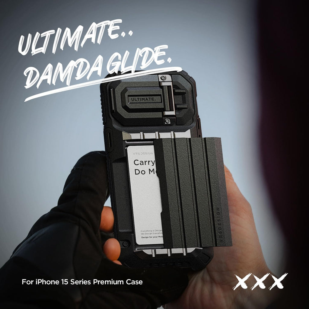 Buy now VRS DESIGN Damda Glide Ultimate for iPhone 15 Pro Max (2023), Premium Sturdy Fully Covered Camera Lens Protection Wallet Case with Multi-Functional Strap (Matte Black) at indiglob india
