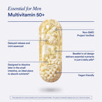 Ritual Men's 50+ Multivitamin - 60 Capsules - 30 Servings | Key Essential Vitamins and Minerals To Support Heart, Energy, Brain, Muscle, Bone Health* - Zinc, D3, B12, A - Vegan - Mint