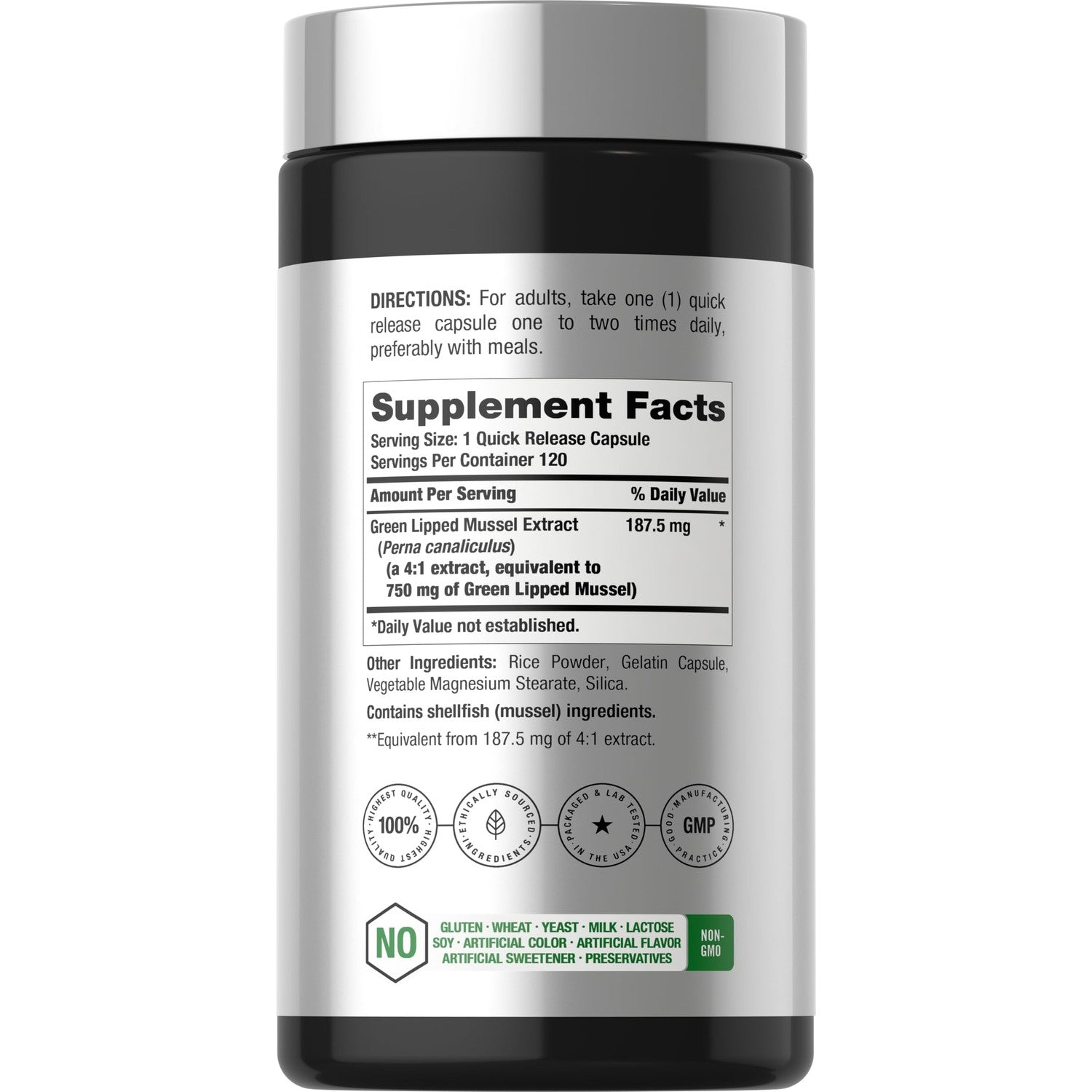 Horbäach Green Lipped Mussel |120 Capsules | from New Zealand | Premium Freeze Dried Mussel Powder | Non-GMO and Gluten Free
