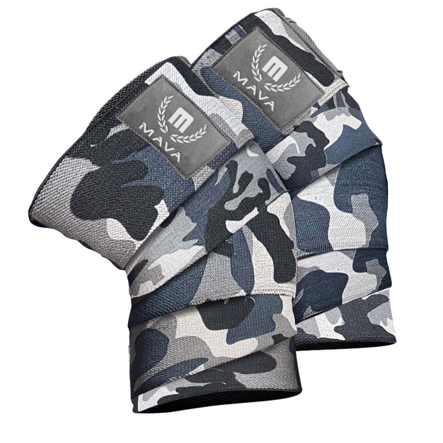 Buy now Mava Sports Knee Wraps (Pair) for Men & Women | Ideal for Cross Training, WODs, Gym Workouts, Weightlifting, Fitness & Powerlifting | Knee Straps for Squats | 72" Compression & Elastic Support Camo-Grey at indiglob india