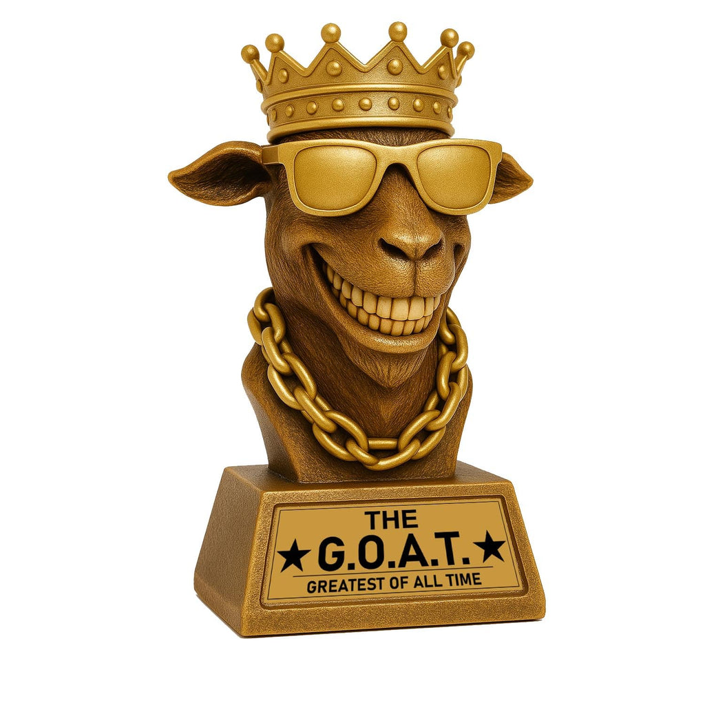 Goat Trophy Winner Award – 7 Inch Funny Greatest of All Time Trophy for Fantasy Football Champion, Office MVP, Employee Recognition, Retirement Gift for Men, Boss, Coworker & Friends
