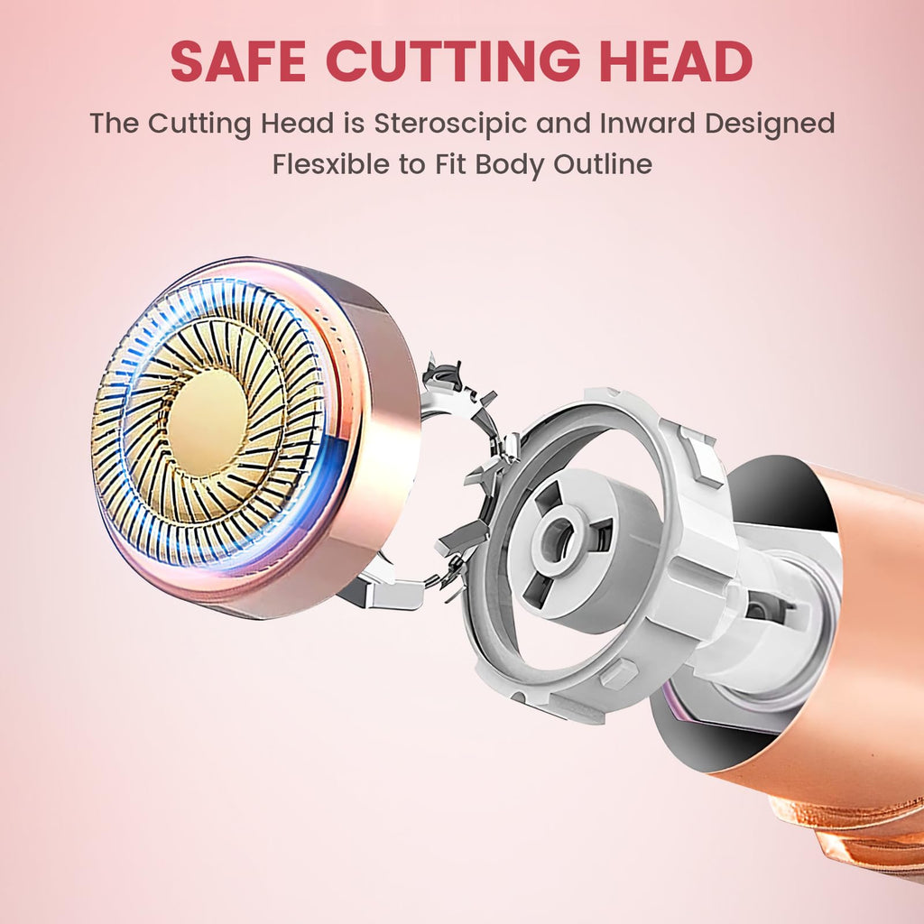 Flawless Facial Hair Removal for Women, Portable Painless Hair Remover Device, Rechargeable, with 4 Replacement Heads, for Face, Upper Lip and Chin
