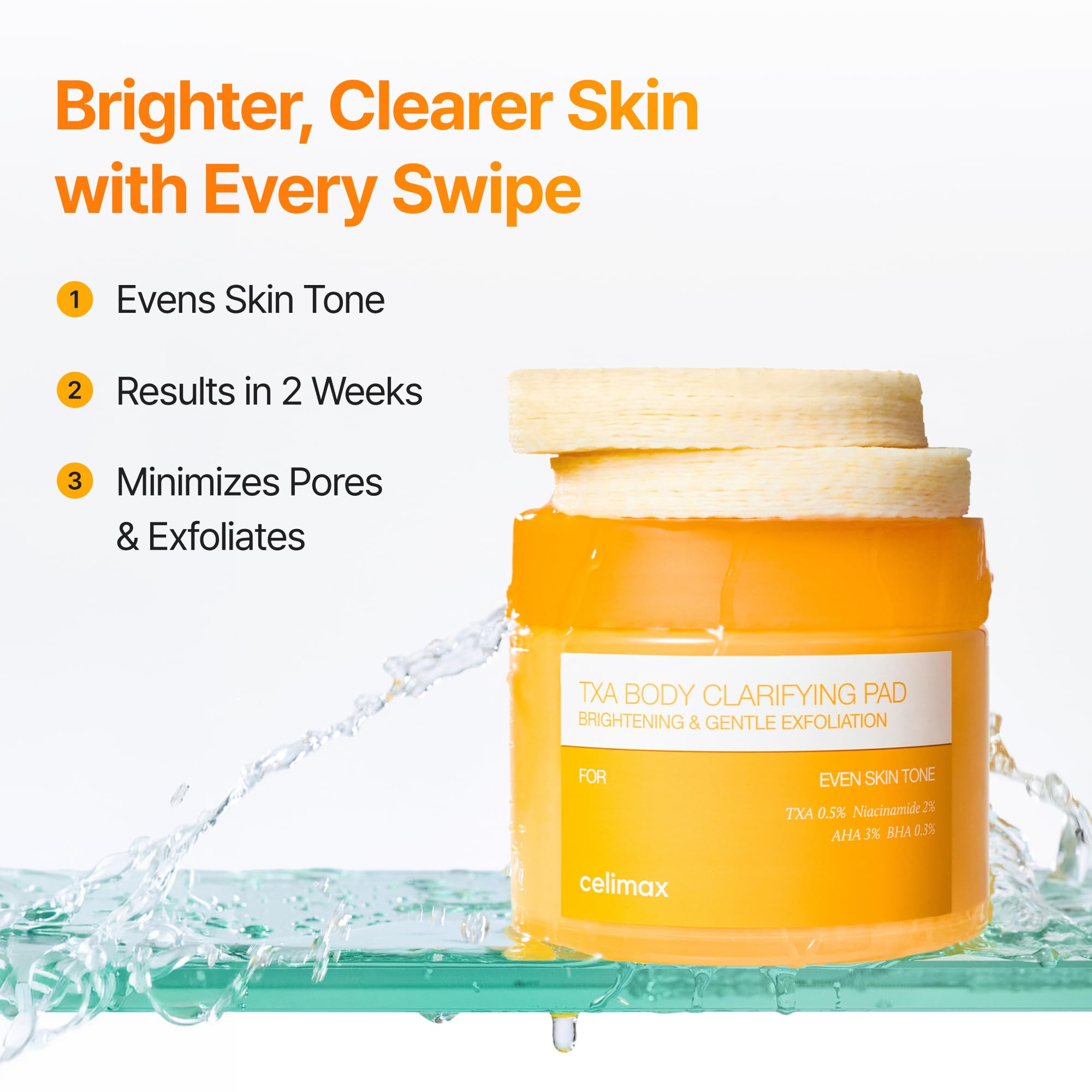 celimax TXA Body Clarifying Pad, 50 Pads | Deodorant Pad, Dark Underarms Treatment, Knee & Elbow, Strawberry Skincare, Gentle Exfoliating Body Scrub, Dark Spot Remover