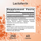 Jarrow Formulas Lactoferrin Supplements 250 mg - Immune-Supporting Glycoprotein for Healthy Immune System Support & Iron Absorption - Freeze Dried, Gluten Free, Non-GMO - 60 Capsules (Pack of 2)