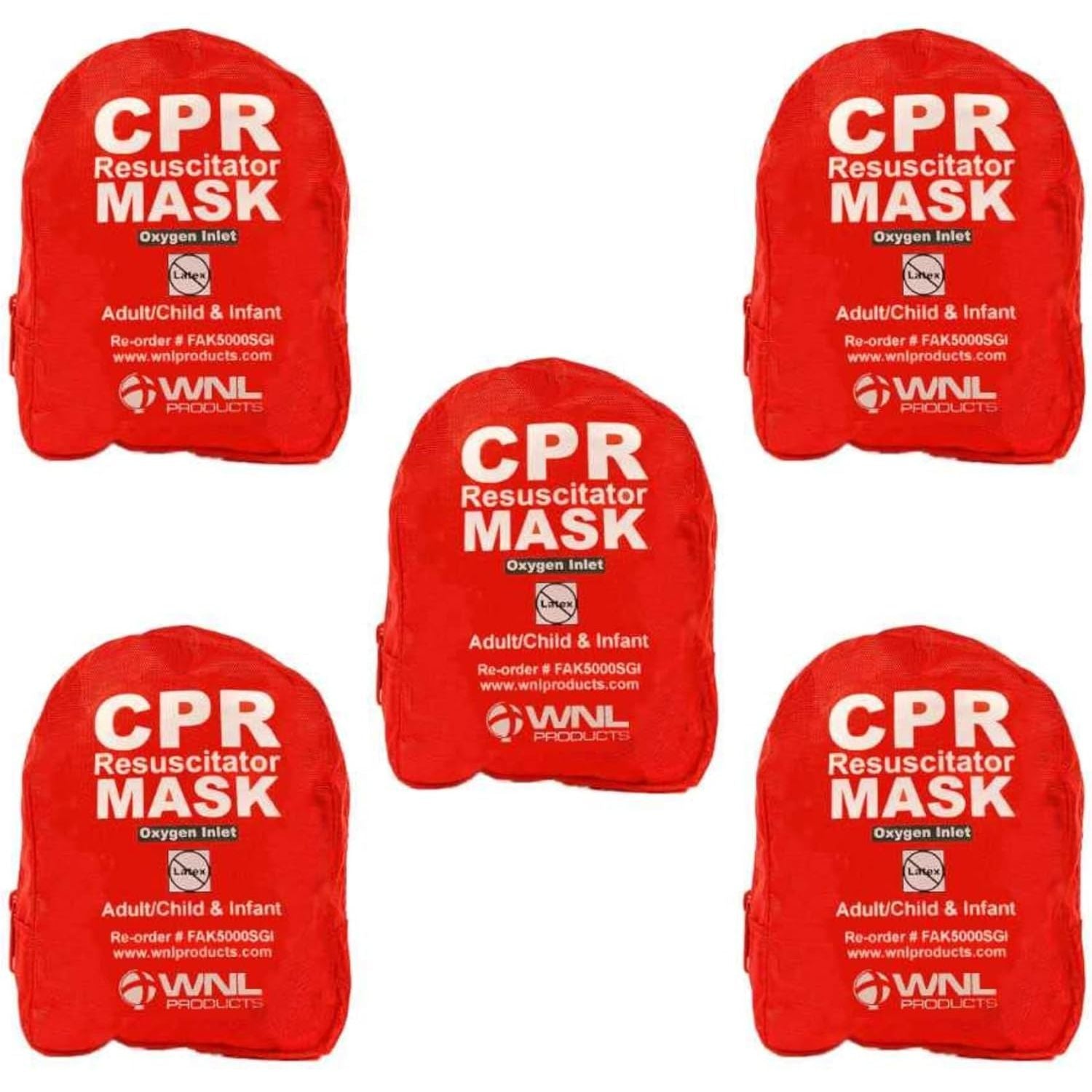 Buy now WNL Products CPR Rescue Mask, Adult/Child & Infant Pocket Resuscitator, Soft Case Kit with Belt Clip 1 Count (Pack of 5) at indiglob india