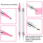 Rhinestone Picker Tool, 2 Bedazzling Pen, 6 Extra Wax Tips&Tweezer | 16Pcs Bedazzling Tools, Diamond Painting Dotting Pen with Precision Tweezer, Nail Art DIY Kit