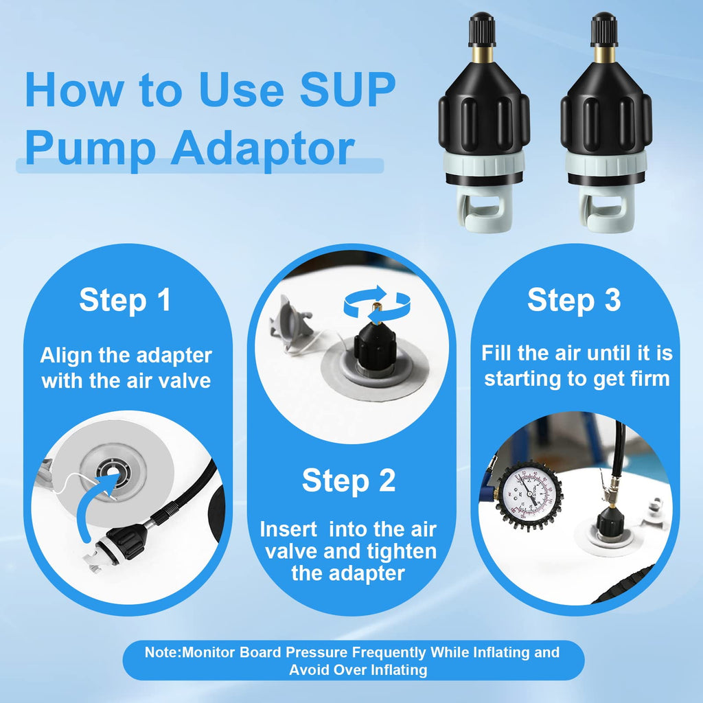 2Pcs Inflatable Boat SUP Pump Adapter, Premium Conventional Air Adapter, Sturdy SUP Air Adapter,Quickly Inflation and Strong Sealing Pump Adapter, for Inflatable Boat, Paddleboard and Kayak